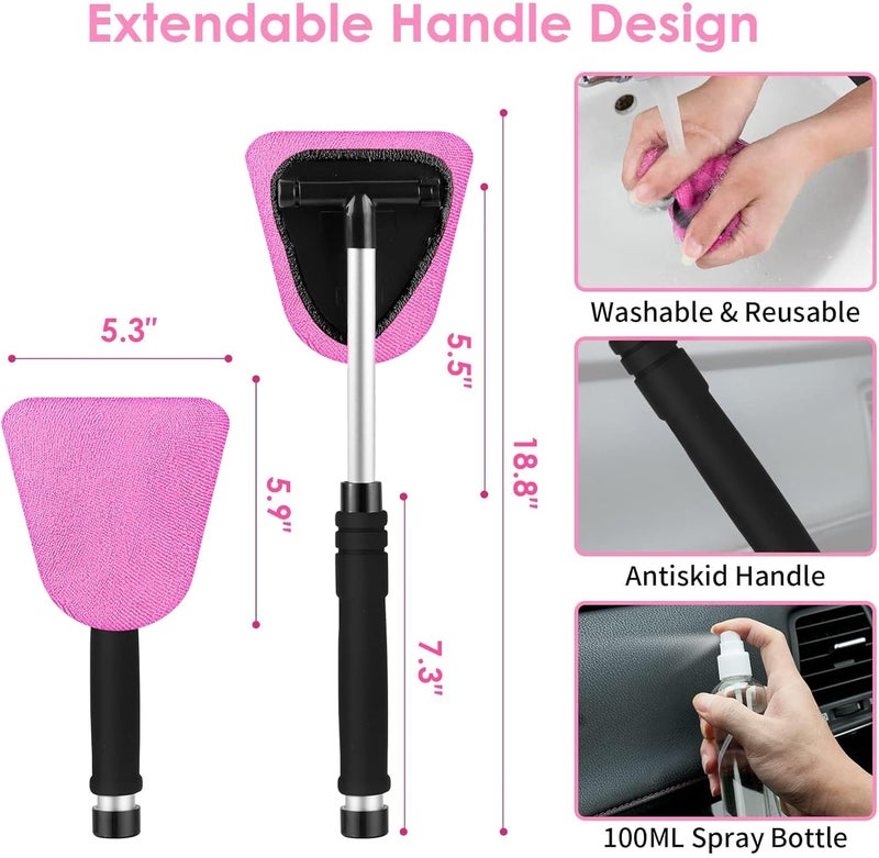 Viewsun Windshield Cleaner Tool, 17Pcs Pink Car Interior Cleaning Kit, Detailing Kit Cleaner, Detailing Brush, Cleaning Gel, Inside Cleaning Supplies Accessories for Women Girl Gift - Image 3